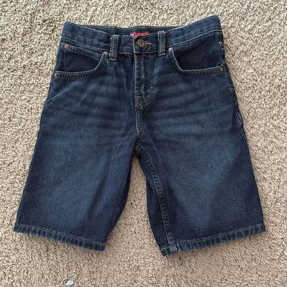 Wrangler Boys Dark Blue Denim Jean Shorts Adjustable Waist - Picture 6 of 8